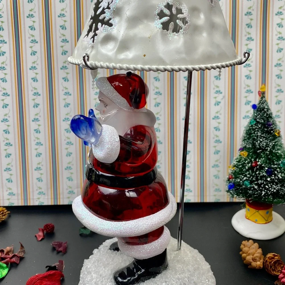 Santa Claus Candle Holder,‎ glass and ceramic, vintage, deco, Christmas, gift